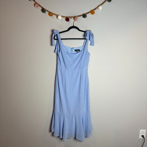 Lulu's Bimini Periwinkle Blue Swiss Dot Tie-Strap Midi Dress - Picture 2 of 6